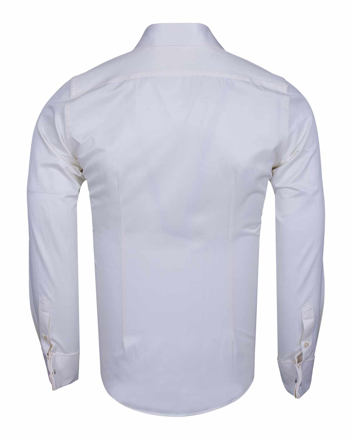 Cream Plain Double Cuff Shirt-Makrom