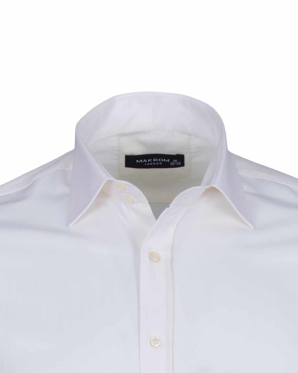 Cream Plain Double Cuff Shirt-Makrom