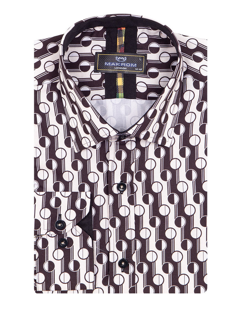 Cream Polka Dot Print Shirt-Makrom