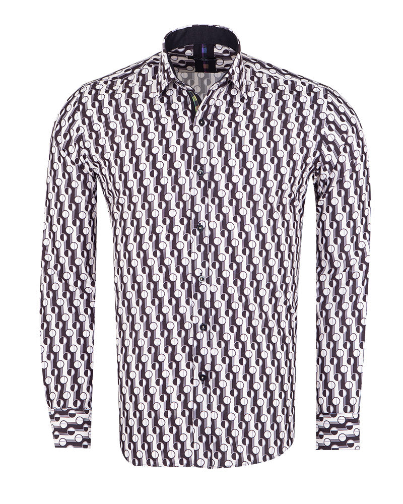 Cream Polka Dot Print Shirt-Makrom