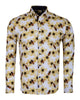 Cream Pure Cotton Honey Bee Print Men's Shirt-Makrom