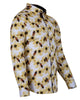 Cream Pure Cotton Honey Bee Print Men's Shirt-Makrom