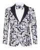 Cream Vintage Rose Men's Blazer with Contrasting Lapel-Makrom