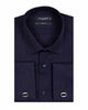 Dark Blue Casual Twill Double Cuffed Shirts-Makrom