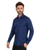 Dark Blue Classic Print Fashion Shirt-Makrom