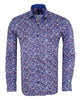 Dark Blue Colourful Floral Print Shirt-Makrom