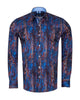 Dark Blue Crust Print Shirt with Matching Handkerchief-Makrom
