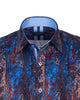 Dark Blue Crust Print Shirt with Matching Handkerchief-Makrom