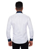 Dark Blue Embroidery Design Collar & Cuff Shirt-Makrom