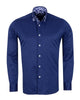 Dark Blue Floral Double Collar Men's Shirt-Makrom