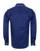 Dark Blue Floral Double Collar Men's Shirt-Makrom