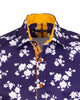 Dark Blue Floral Print Men's Shirt-Makrom