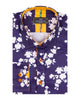 Dark Blue Floral Print Men's Shirt-Makrom