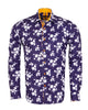 Dark Blue Floral Print Men's Shirt-Makrom