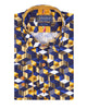 Dark Blue Geo Print Shirt with Matching Handkerchief-Makrom