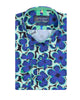 Dark Blue Large Flower Print Shirt with Matching Handkerchief-Makrom