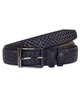 Dark Blue Leather Woven Design Belt-Makrom