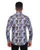 Dark Blue Paisley Print Pure Cotton Shirt-Makrom