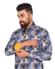 Dark Blue Paisley Print Pure Cotton Shirt-Makrom