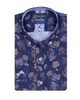 Dark Blue Paisley Print Short Sleeve Shirt-Makrom