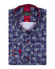 Dark Blue Plaid Tartan Paisley Print Shirt-Makrom
