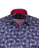 Dark Blue Plaid Tartan Paisley Print Shirt-Makrom