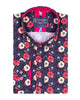 Dark Blue Poppy Print Shirt with Matching Handkerchief-Makrom