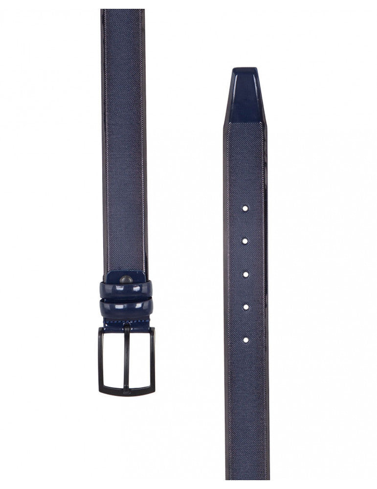 Dark Blue Small Dotted Design Leather Belt