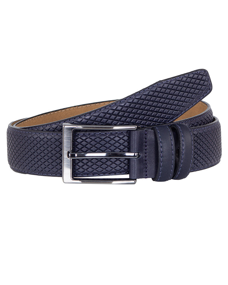 Dark Blue Small Dotted Leather Belt-Makrom