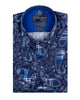 Dark Blue Tartan Paisley Cotton Shirts For Men-Makrom