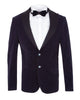 Dark Blue Velvet Feel Plain Blazer-Makrom