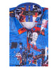 Dark Blue Vintage Pictures Print Shirt-Makrom