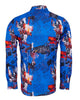 Dark Blue Vintage Pictures Print Shirt-Makrom