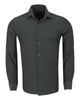 Dark Green Casual Twill Double Cuff Long Sleeve Shirt-Makrom