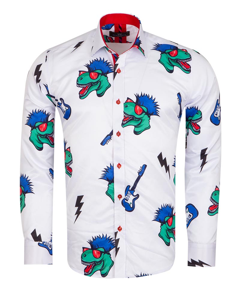 Dinosaur Print Long Sleeve Shirt-Makrom