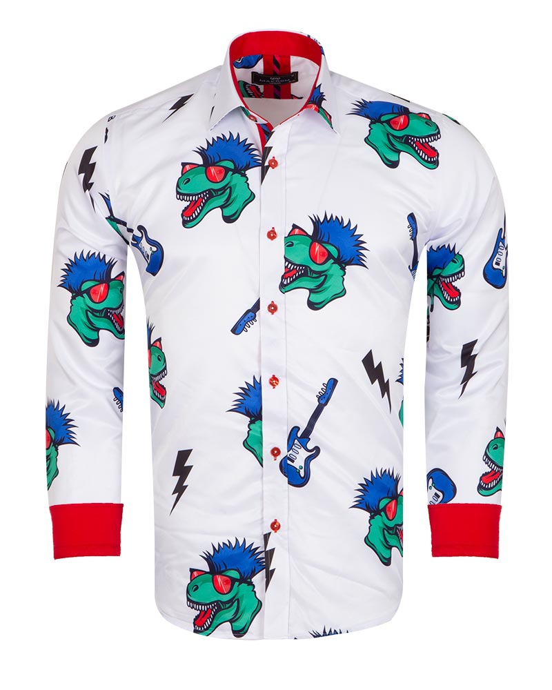 Dinosaur Print Long Sleeve Shirt-Makrom