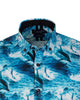 Dolphin Sea Wave Print Short Sleeve Shirt-Makrom
