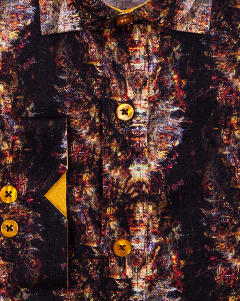Egyptian Mask Print Pure Cotton Shirt-Makrom