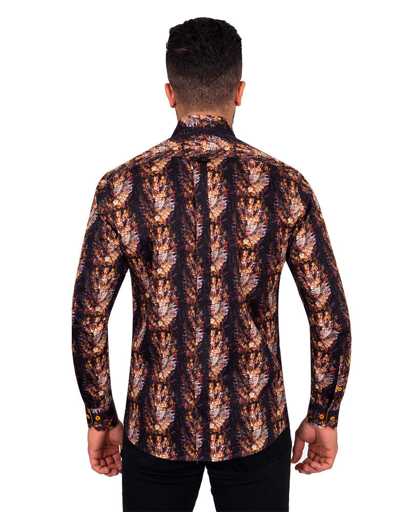 Egyptian Mask Print Pure Cotton Shirt-Makrom