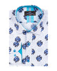 Electric Blue Floral Print Shirt-Makrom