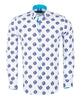 Electric Blue Floral Print Shirt-Makrom