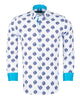 Electric Blue Floral Print Shirt-Makrom