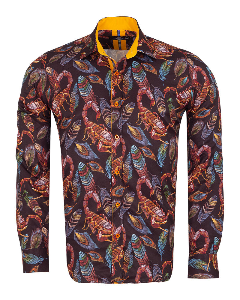 Feather & Scorpion Print Shirt-Makrom