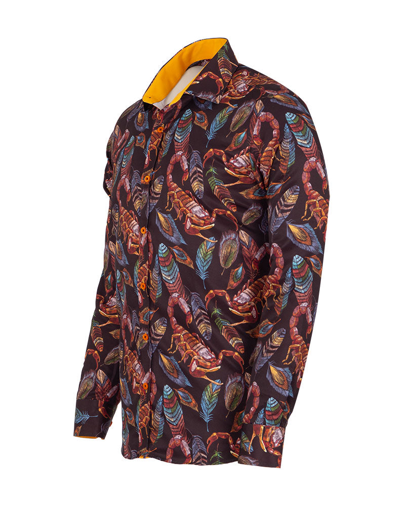 Feather & Scorpion Print Shirt-Makrom