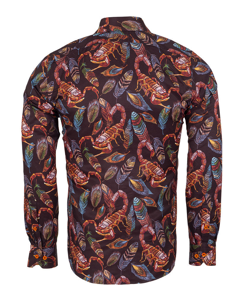 Feather & Scorpion Print Shirt-Makrom