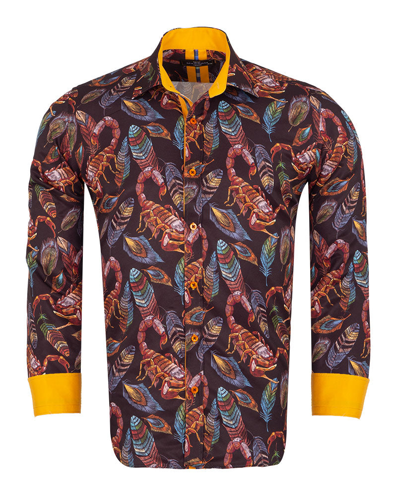 Feather & Scorpion Print Shirt-Makrom