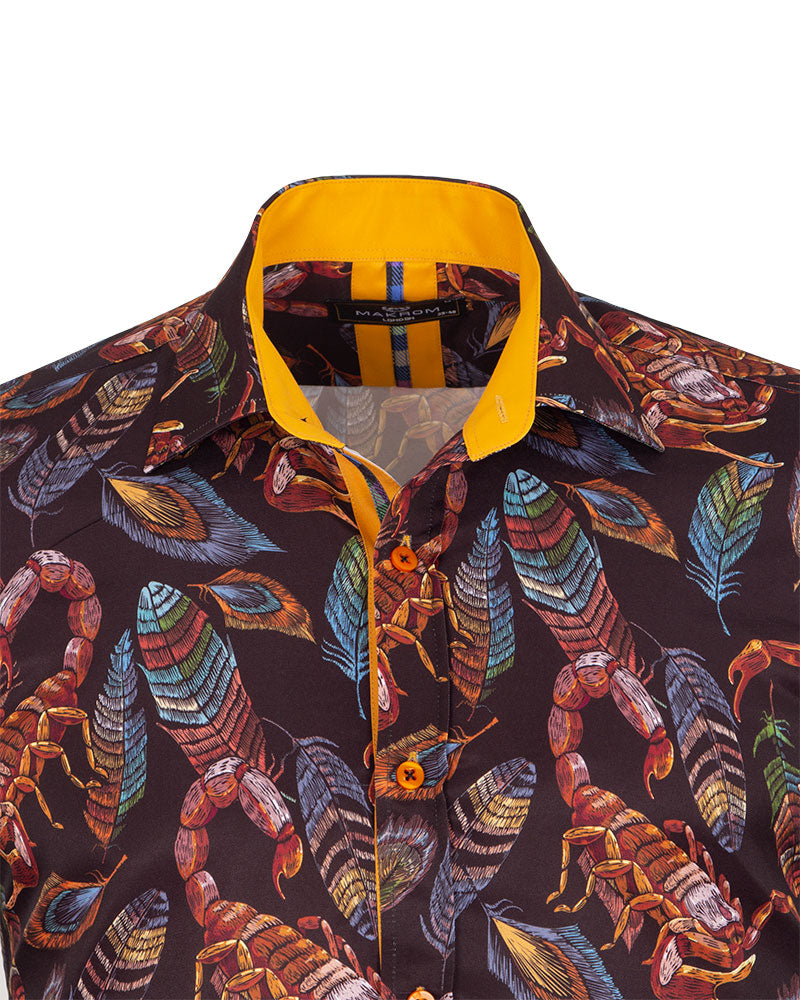 Feather & Scorpion Print Shirt-Makrom