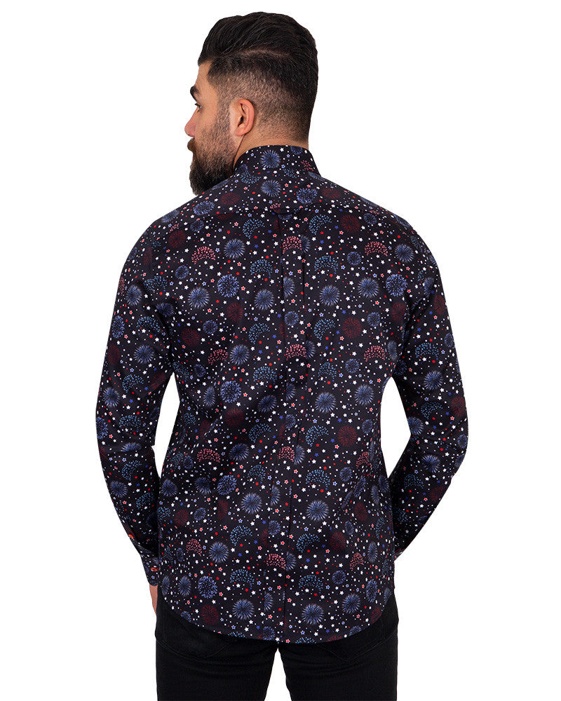 Firework Print Pure Cotton Shirt-Makrom