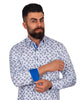 Floral Bird Print Cotton Men's Shirt-Makrom