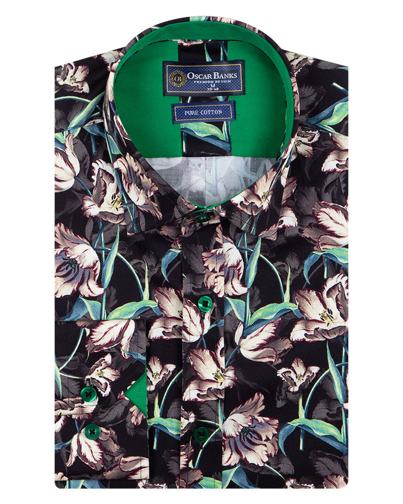 Floral Jasmine Print Pure Cotton Shirt-Makrom